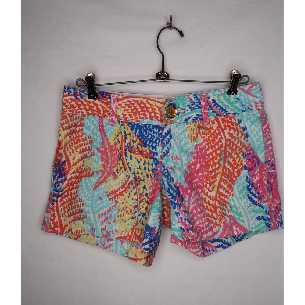 Lilly Pulitzer Callahan Shorts 00 Multicolor Tropical Print Coastal Resort EUC